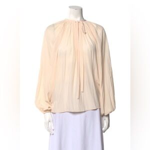 Ramy Brook Cream Blouse with Tie Front and Voluminous Sleeves